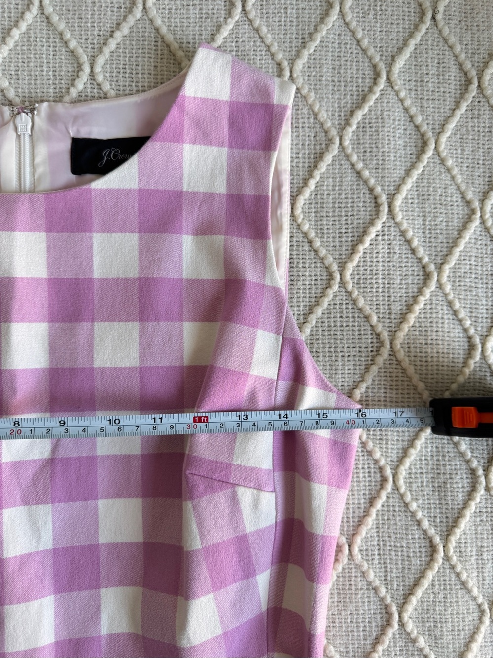 J.Crew Gingham Plaid Sheath Dress Belted Sleeveless Size 6 Cotton Stretch - Picture 9 of 12